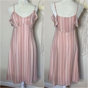 Lulus • striped spaghetti strap dress with ruffle detail